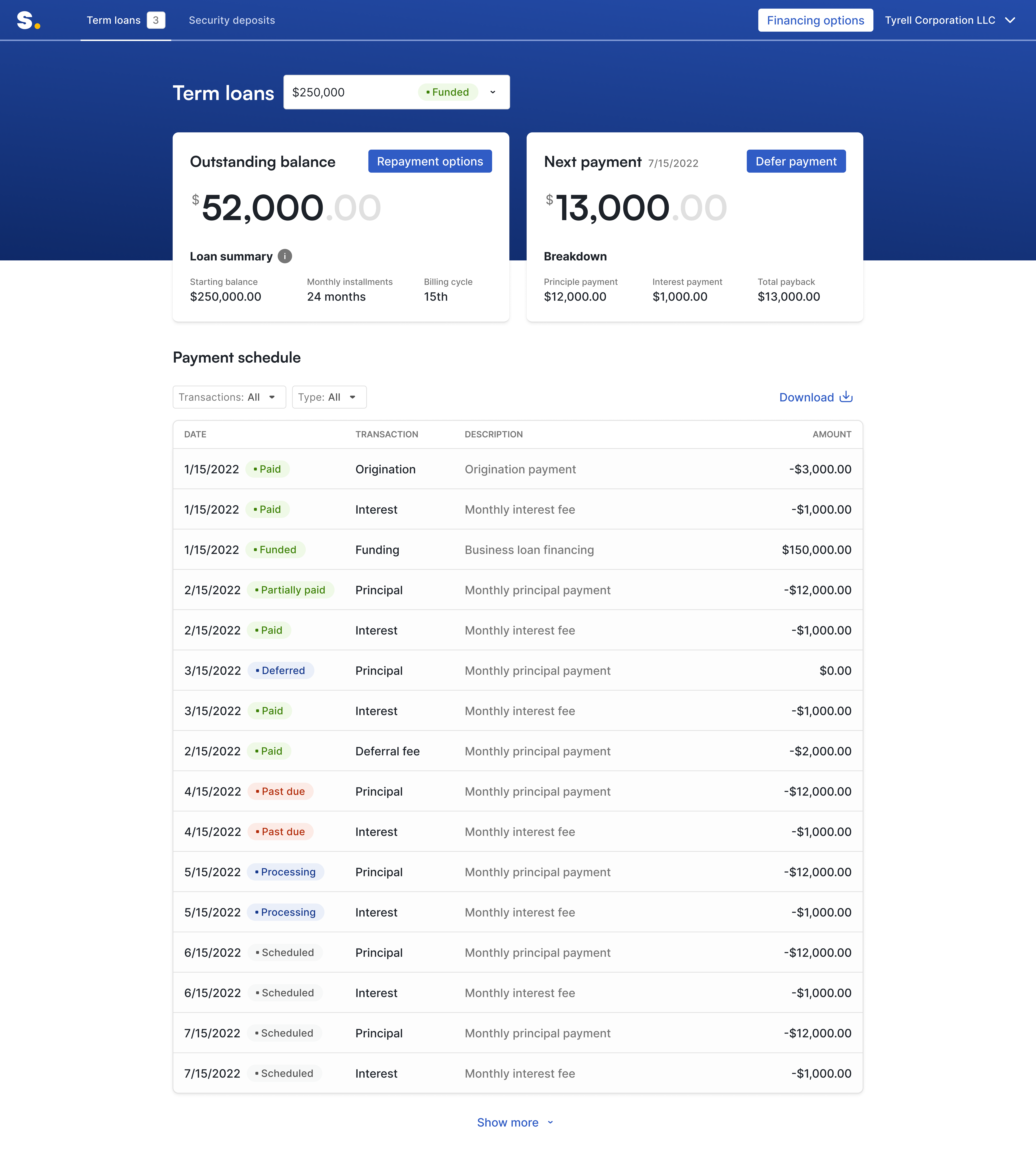 Salaryo funded term-loan account with UX writing by Liz Young